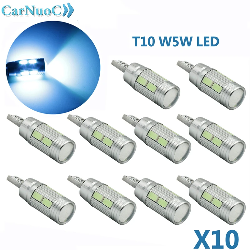 

10pcs LED T10 194 W5W Canbus 10 SMD 5630 LED Light Bulb No Error LED Parking Light for bmw vw Audi volvo Nissan Mercedes Benz