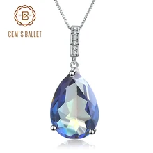 Gem's Ballet 1.68Ct натуральный Радужный мистический кварцевый камень 925 пробы серебряные ожерелья и подвески для женщин ювелирные изделия