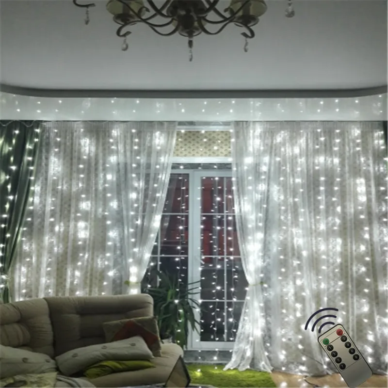 6x3m 600led Icicle Window Curtain String Light Remote Led