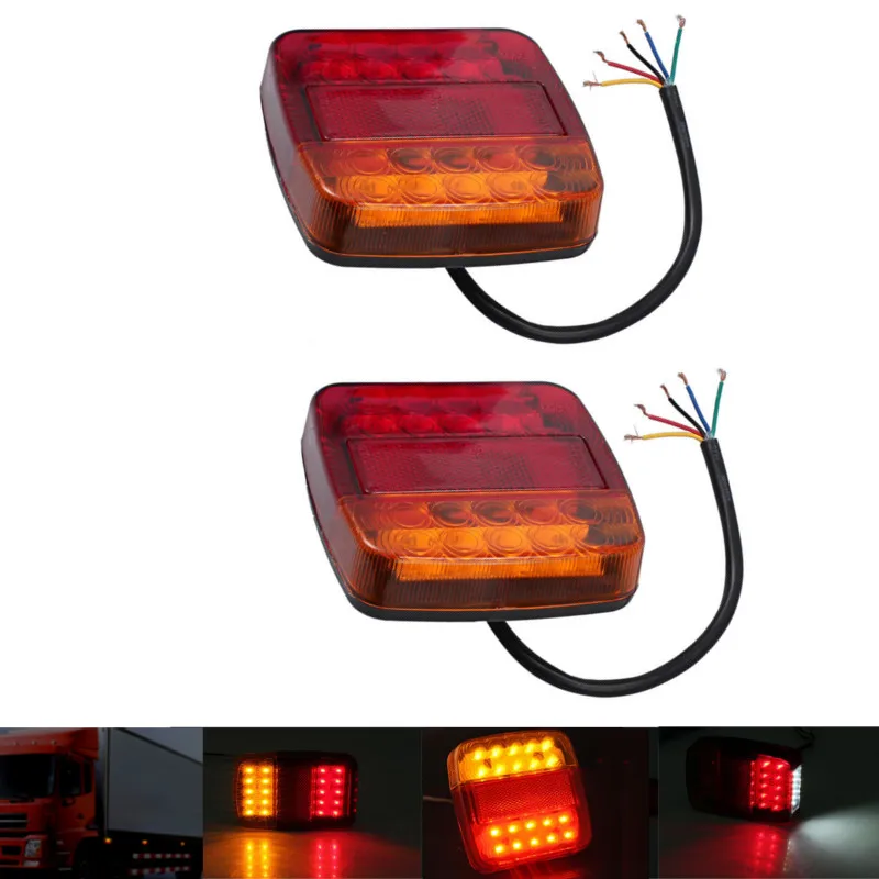 2Pcs 12V Trailer Truck Caravan 26 LED Taillight Tail Rear Light Turn Signal Brake Stop font