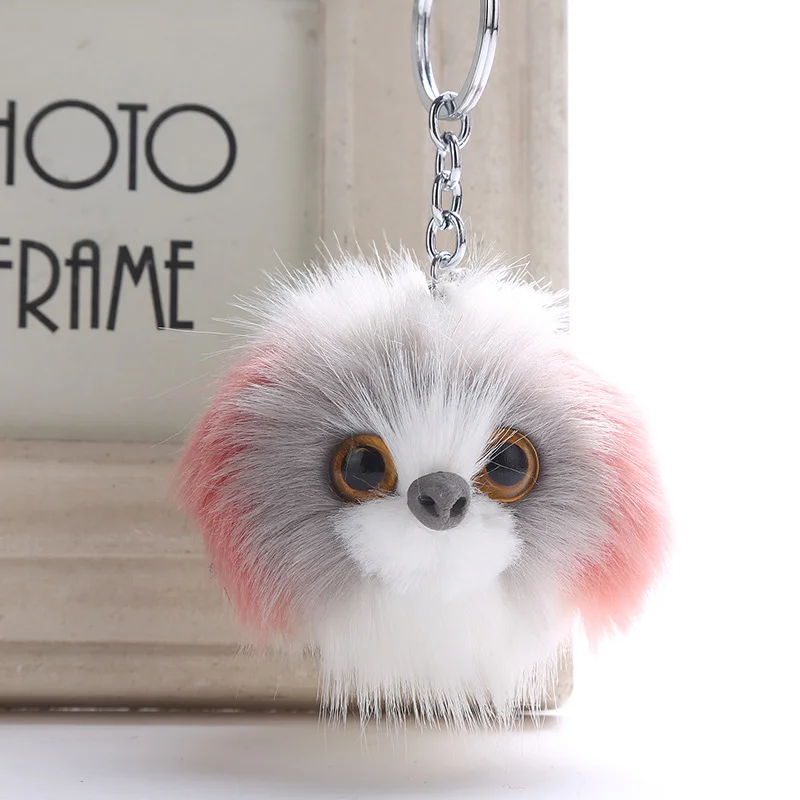 

Fashion Lovely Pompom Keychains Bag Pendant Fluffy Keyring Pet Puppy Key Chain For Car Key Ring Women Faux Rabbit Fur Jewelry