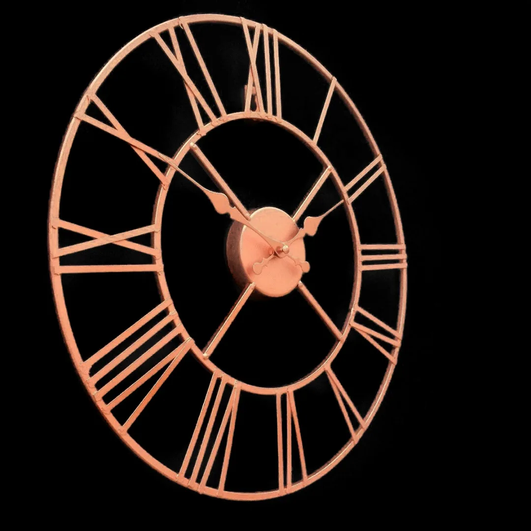 40 см большие настенные часы розовое золото металлический скелет часы ретро римские цифры большие для дома декор гостиной ремесло