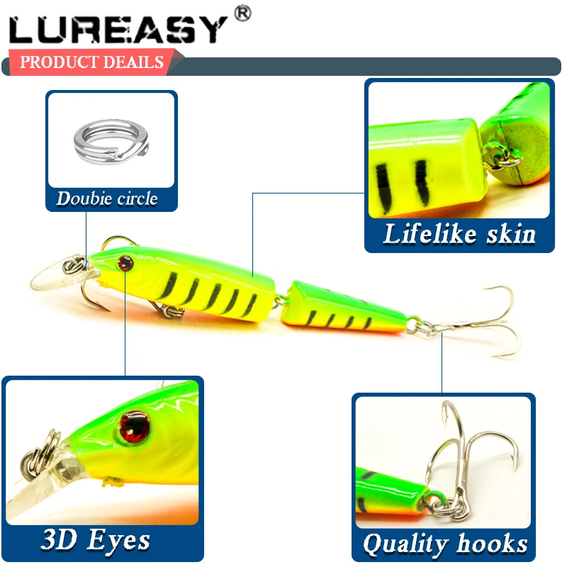 2019 LUREASY Crankbait الصيد إغراء المتذبذب نابض بالحياة 11 سنتيمتر/10G 2 الجزء Swimbait الصلب الطعم الاصطناعي الطعم أسماك الصيد الطعم
