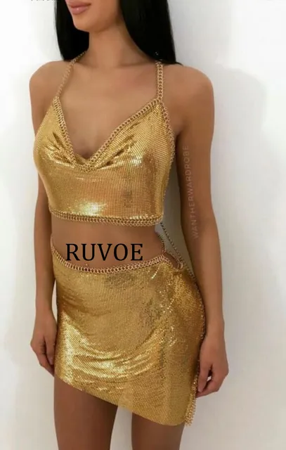 gold two piece outfit