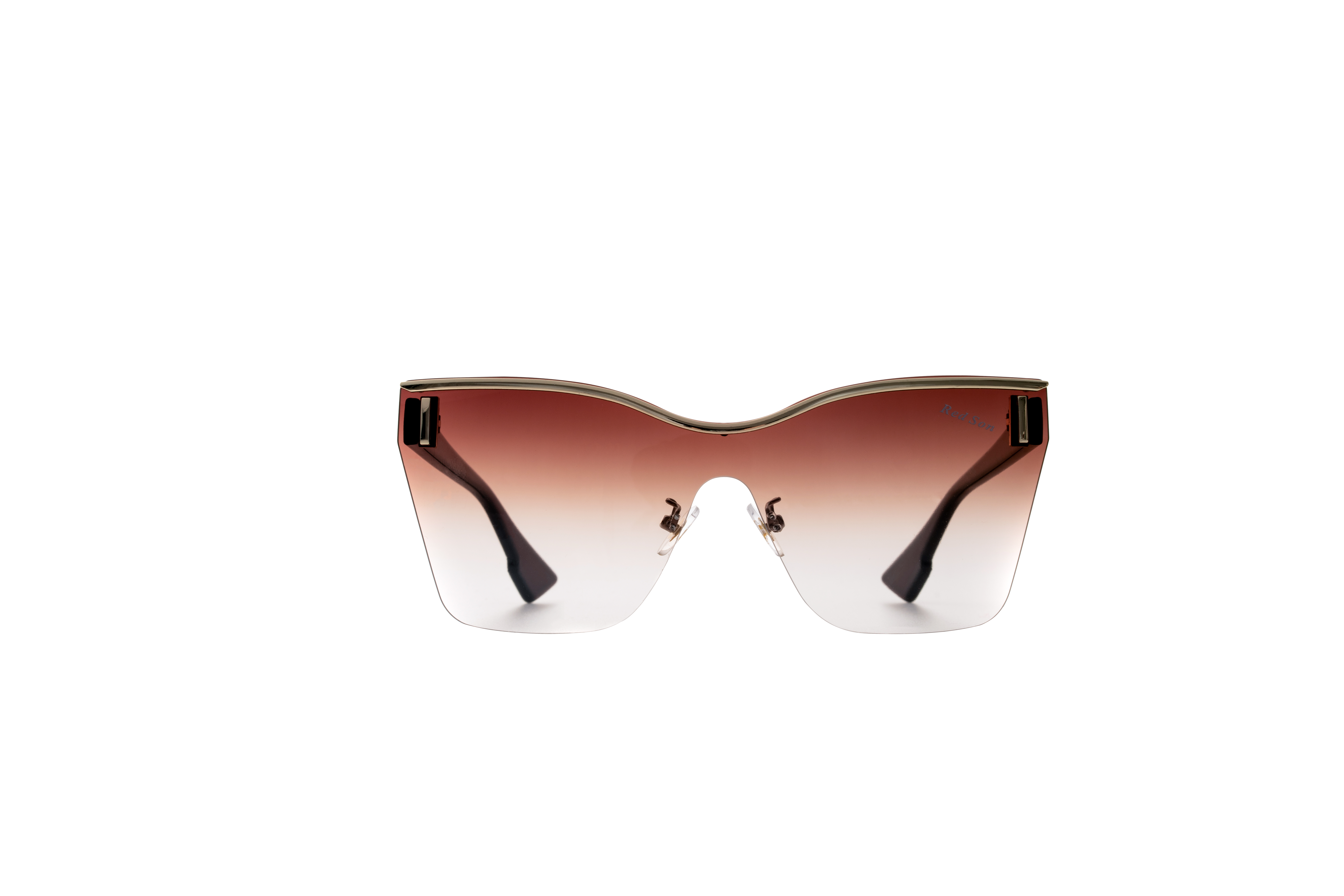 Red Son Shield Sunglasses Women Polarized Coating lens Unique gold border Gradient Goggles UV400 High Qulity With Accessories