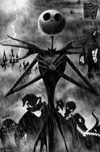 

THE NIGHTMARE BEFORE CHRISTMAS SHADOWS MOVIE BURTON SILK POSTER Decorative Wall painting 24x36inch