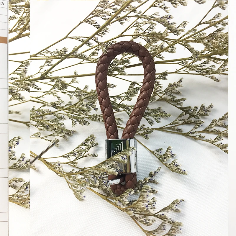 

For jeep key ring Genuine cowhide hand woven personalized custom gift fashion wholesale metal key chain car logo bar key bag