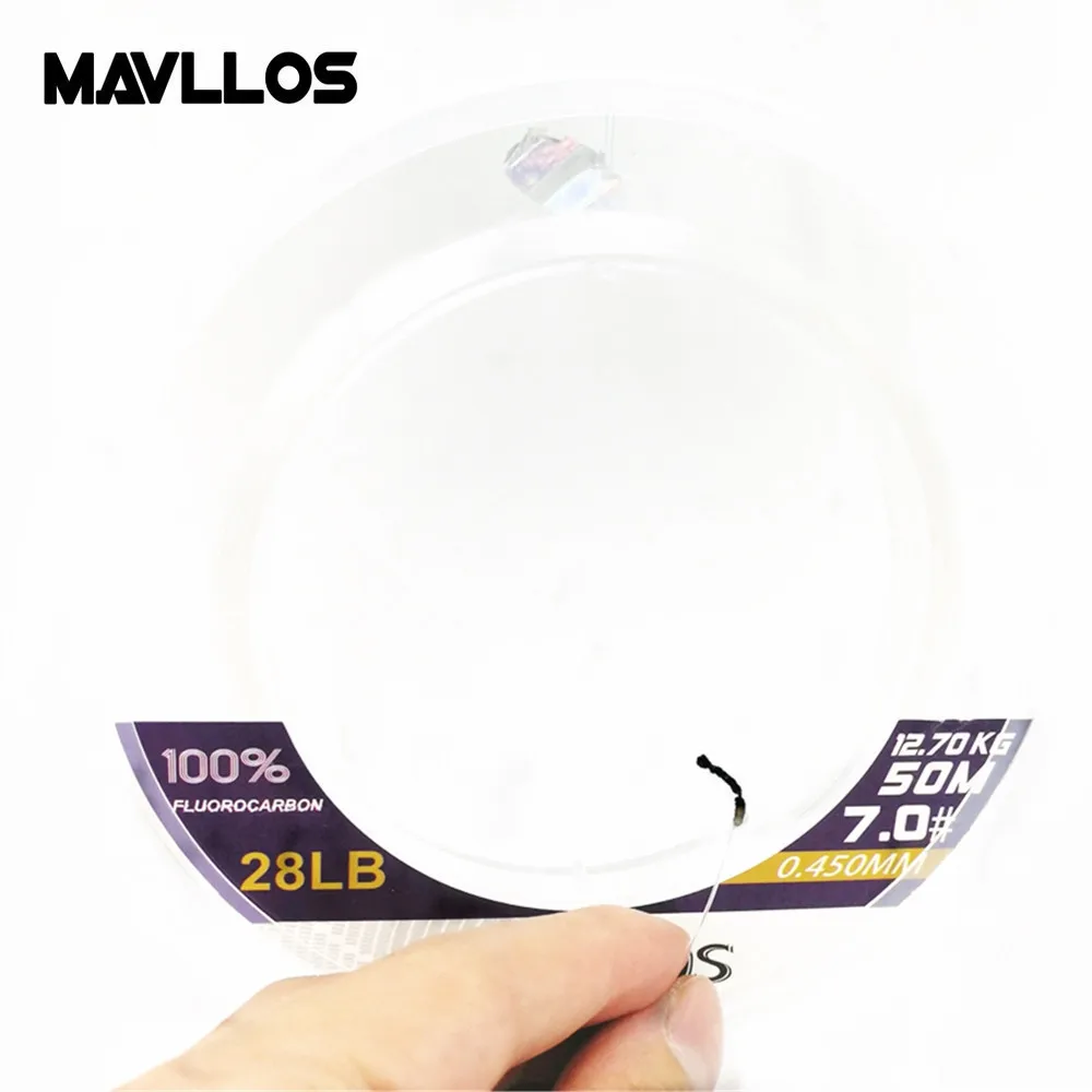 Mavllos 50 M 100 M 100% سوبر قوي صحيح فلوريد خيط صنارة الصيد حيدة زعيم ألياف الكربون يطير الصيد فلوريد خط