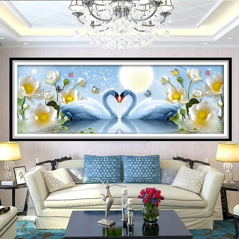 

D SH 5D Diamond Embroidery Swan Heart Square/Round Crystal Art Cross Stitch Kit Lotus Needlework Rhinestone Diy Diamond Painting
