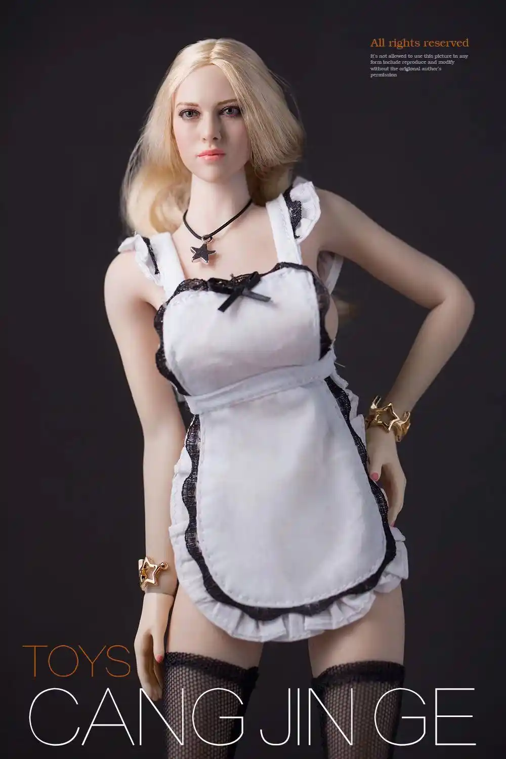 1//6 Scale Women Apron Maid Dress Costume Fit 12/" Female Action Figure Body