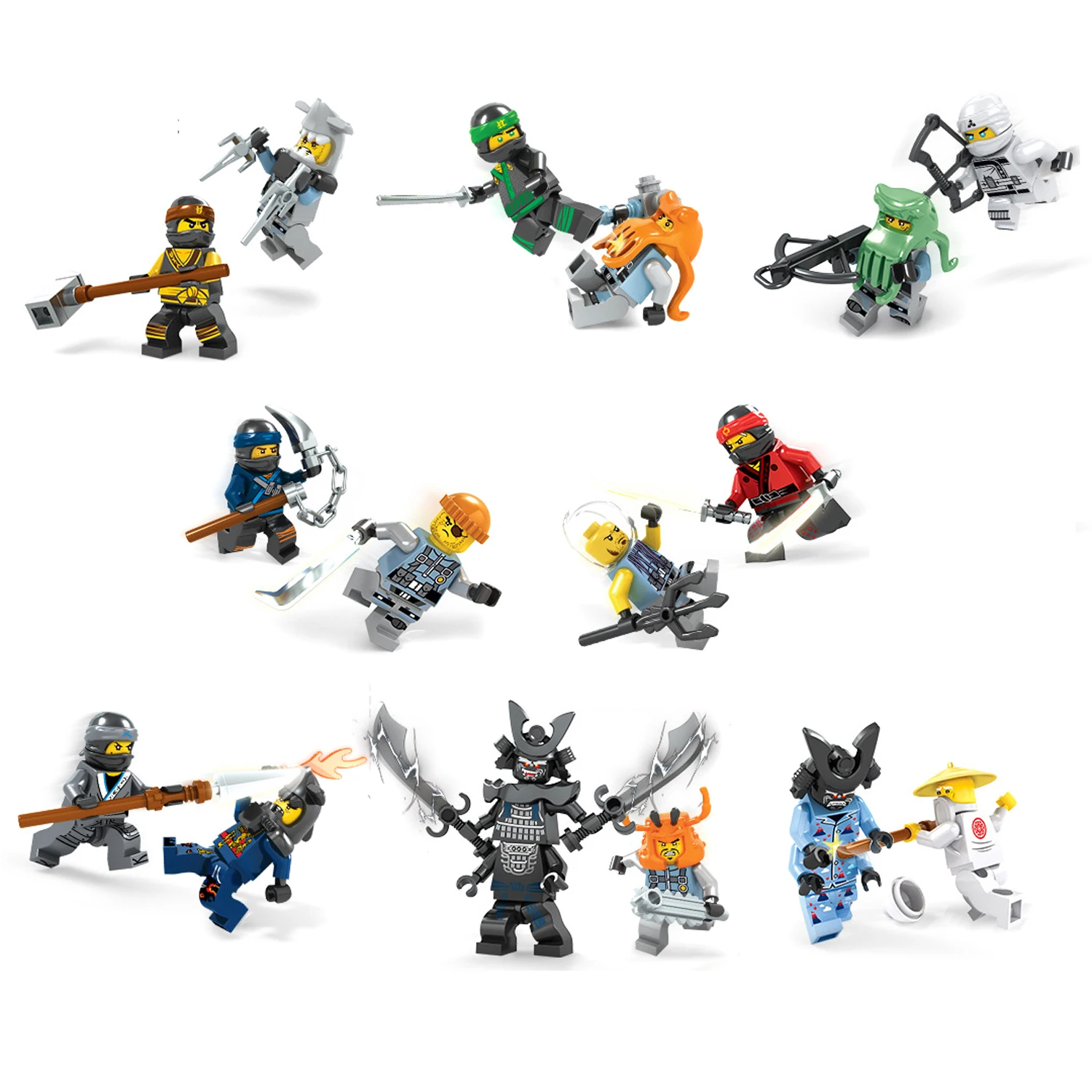 16PCS Ninja Action Figures Set,Construction DIY Building Toys for Kids
