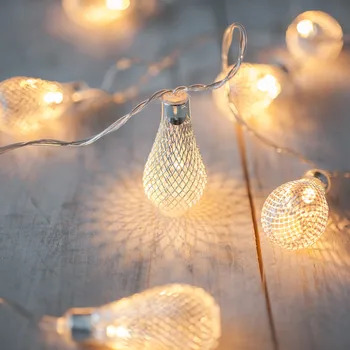 

3.3M LED Garland 20pcs Metal Drop Fairy String Light With 3AA Battery Operate Lights for Patio Wedding Party Christmas Use