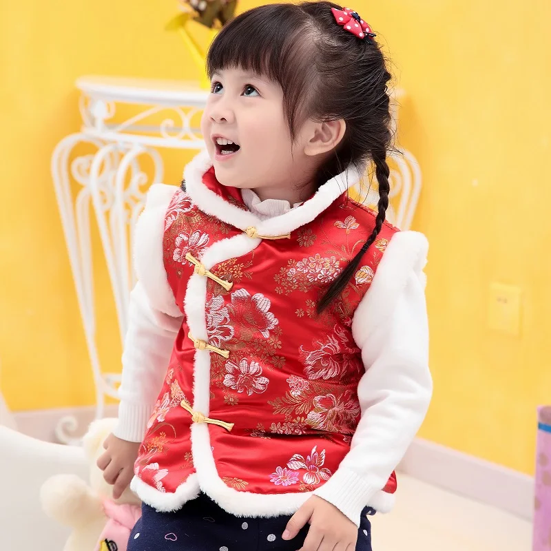 New Year Children's Costume Winter Baby Clothing Infant Baby Vest Kid Child Boy And Girl Chinese Style Cheongsam Qipao Costumes