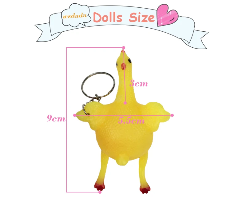 Funny Vent Chicken Cock Eggs Hens Ball Keychain Novelty Antistress Jokes Toys Squeeze Parody Keyring Key Ring Gadgets Soft Gifts 01
