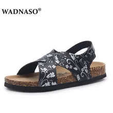 WADNASO/Мужская модная пробка; сандалии; Новинка года; мужские повседневные летние пляжные сандалии-гладиаторы с пряжкой на ремешке; обувь на плоской подошве; большие размеры 35-43