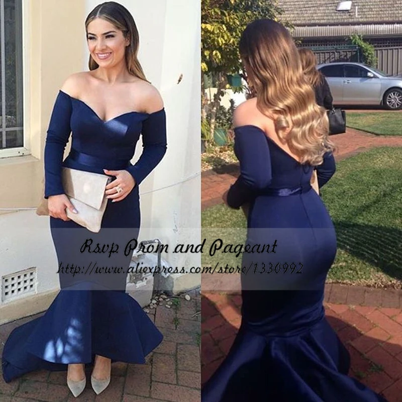 Long blue deep v-neck satin evening dress Long blue deep v-neck satin evening dress