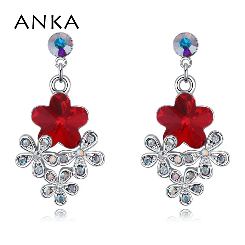

ANKA crystal From Austrian luxury flower shape crystal drop earrings for women wedding earrings fashion brand jewelry #26217