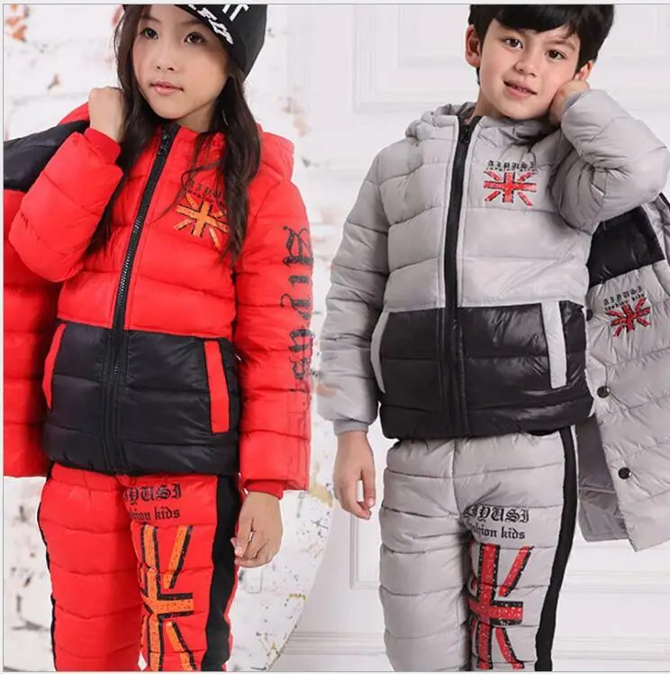 2017 Children Winter Clothing set Boys Ski Suit Girl Down Jacket Coat