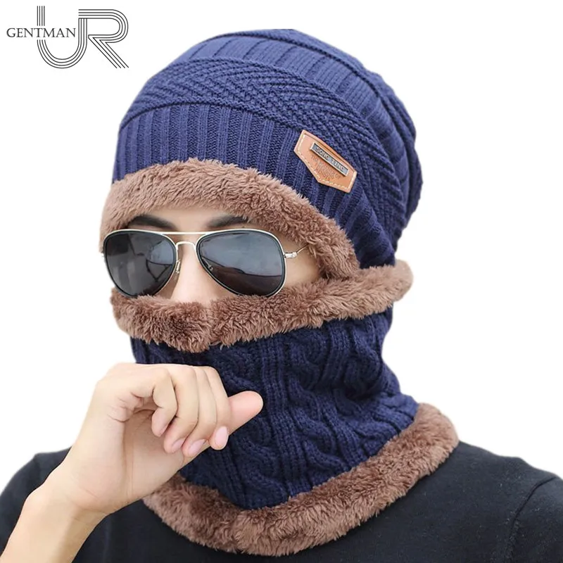 

Unisex Knitted Hat And Neck Warmer Collar Fashion Artificial Fur Winter Hat For Women And Men Warm Acrylic Beanies