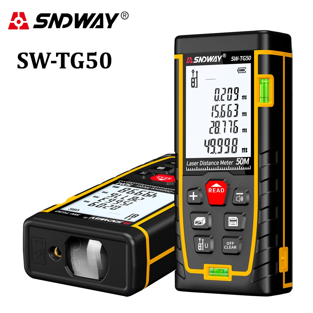 

SNDWAY New Laser distance meter 50M range finder trena measure tape meter tester roulette tool SW-TG50 rangefinder Diastimeter
