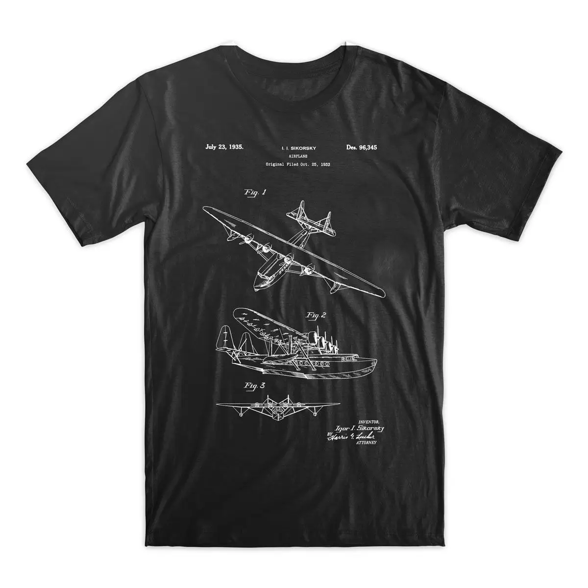 

2019 New Arrival Men'S Summer Trendy Mens Hip Hop Short Sleeve Tee Tops Sea Plane Patent T-Shirt, Airplane Patent Art T Shirts