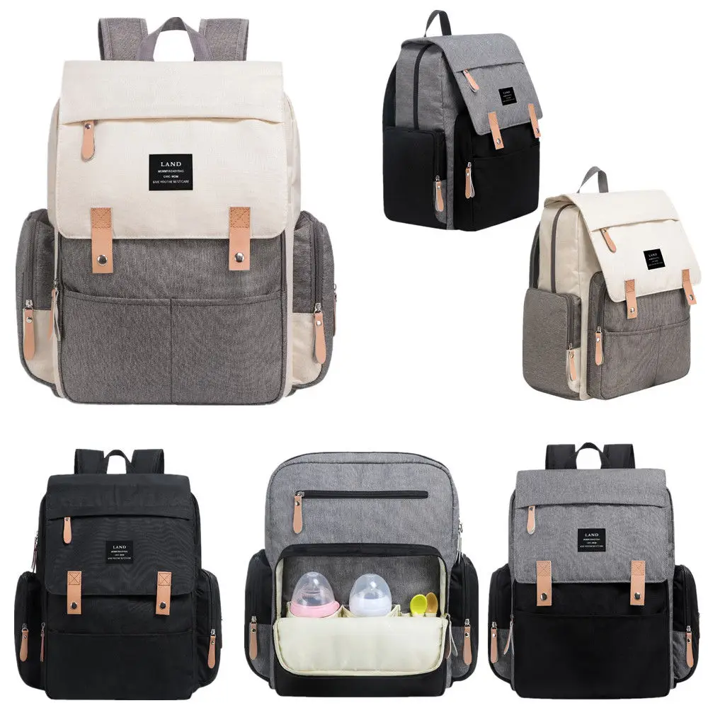 

Authentic LAND Mommy Diaper Bags Mother Large Capacity Travel Nappy Backpacks with anti-loss zipper Baby Nursing Bags NEW