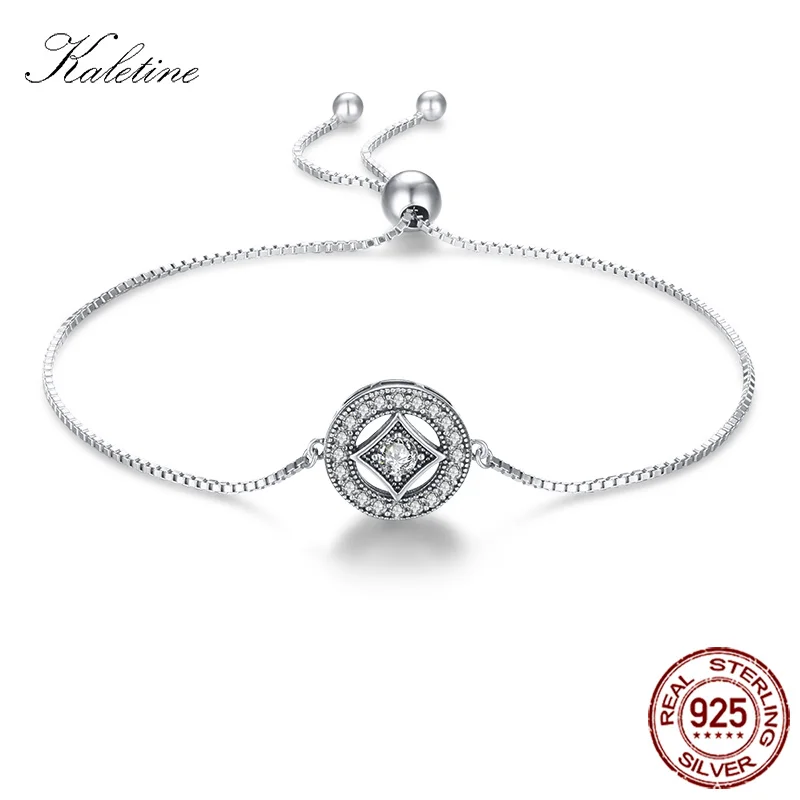 

KALETINE Vintage Allure Cubic Zirconia Women Bracelets Sterling 925 Silver Bracelet with Bead Crystal Stones 925 Jewelry KLTB050