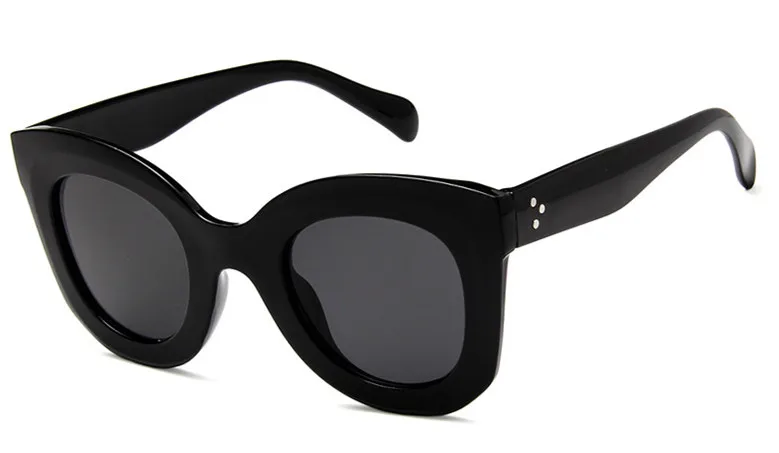 Новые модные солнцезащитные очки кошачий глаз, женские брендовые дизайнерские винтажные градиентные негабаритные Квадратные Солнцезащитные очки, солнцезащитные очки для женщин UV400 - Цвет линз: bright black