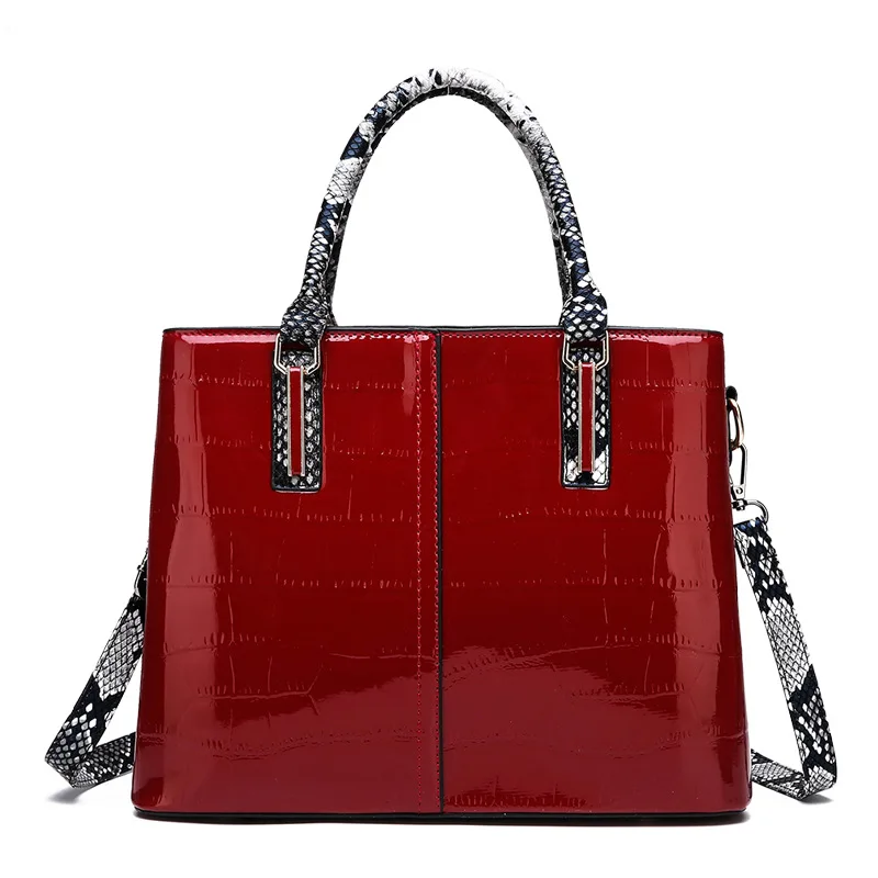 Популярные женские сумки наивысшего качества лакированная крокодилья кожа женская сумка брендовая дизайнерская элегантная женская сумка на плечо Sac основной Femme - Цвет: Красный