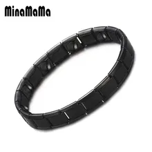 Черный браслет Мужская ручная цепь Энергетический Браслет с германием для женщин мужчин ювелирные изделия из нержавеющей стали Здоровье браслеты