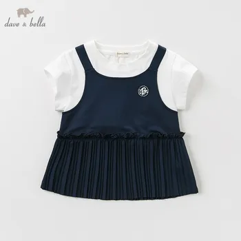 

DBK9840 dave bella summer 5Y-13Y kids clothes children casual solid T-shirt girls high quality fashion tees