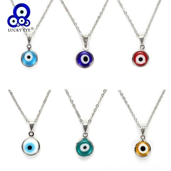 

Lucky Eye Colorful Evil Eye Pendant Choker Necklace Resin Charms Necklace Jewelry For Women Men Hand Made EY4982