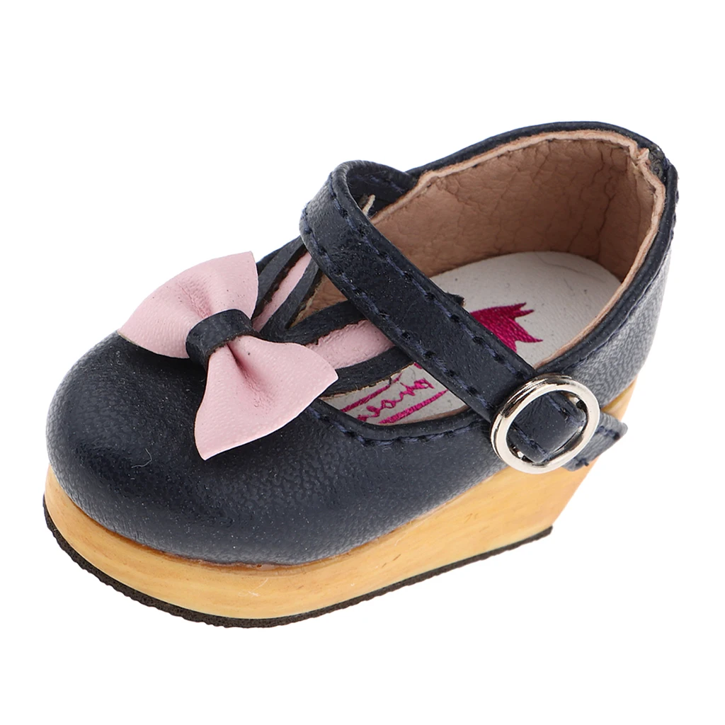 1/6 Scale PU Leather Ankle Strap Wedge Shoes for 27cm Obitsu, Blythe, Licca-Chan, Momoko 12 inch Dolls
