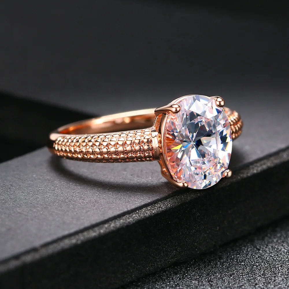 Double Fair Cubic Zirconia Rose/White Gold Color Finger Rings For Women Engagement Brand Fashion Jewelry DFR427/R428