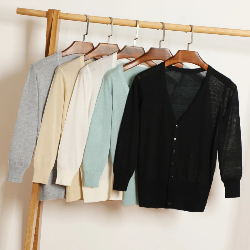 

15 Colors Summer Female Knit Thin Cardigan Sweater Coat Short Female Knitted Jacket Women