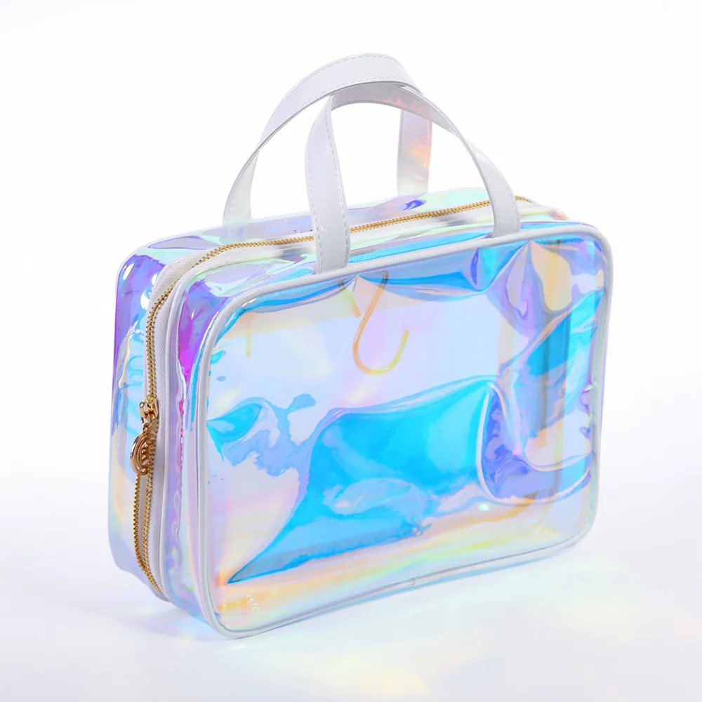 

BORN PRETTY 1 Pc Holographic Rainbow Waterproof Jelly Cosmetic Beauty Storage Bag for Women Transparent Purse
