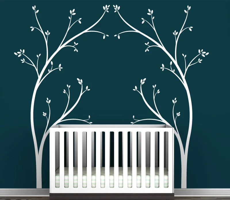 Tree Canopy Bed Headboard Wall Decal Modern Kids Baby Room Nursery Wall