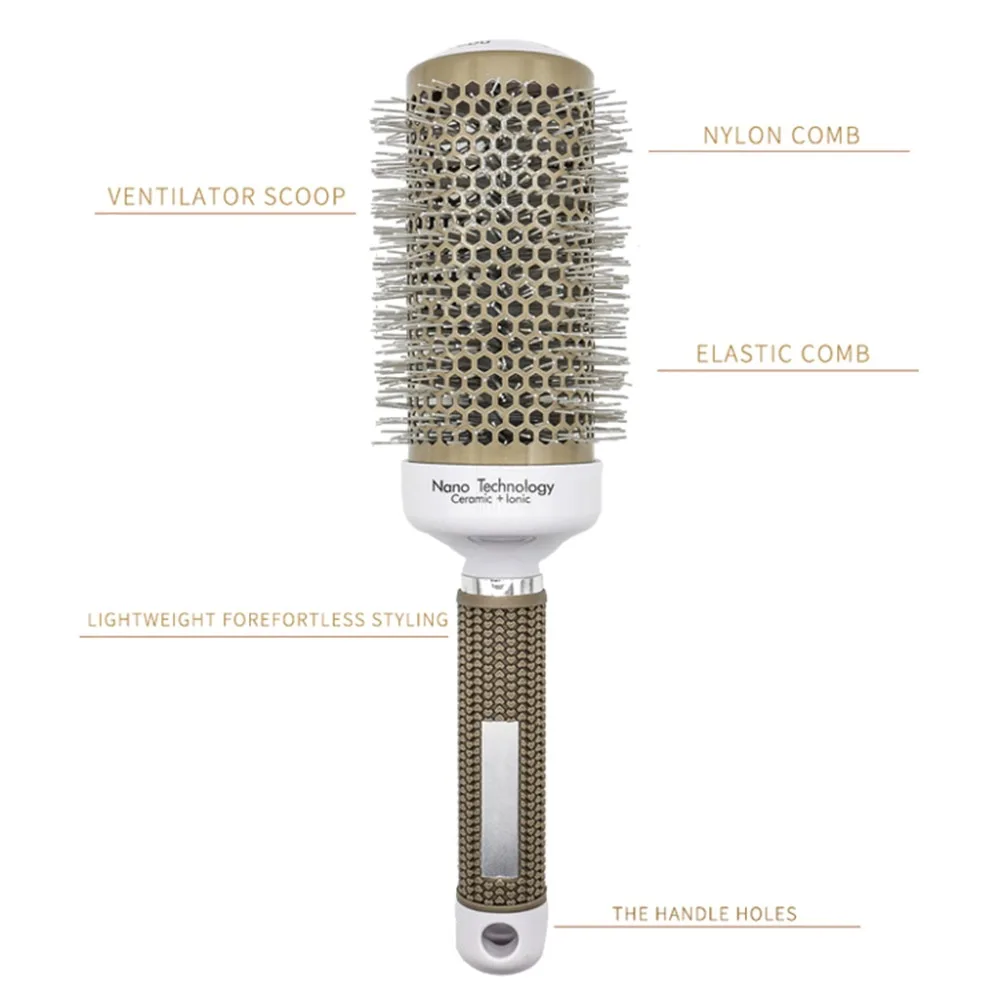 5 размеров, стильная керамическая расческа для волос, Туалетные щетки, высокотемпературная стойкая керамическая железная круглая расческа, инструмент для укладки волос, расческа для волос