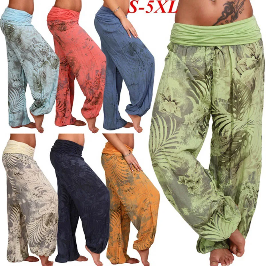 ZOGAA Haren Pants Women Trousers Folk Style Casual Solid Elastic Waist Regular Low Flat Yo-ga Pants ZOGAA Haren Pants Women Trousers Folk Style Casual Solid Elastic Waist Regular Low Flat Yo-ga Pants