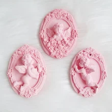 Vintage Embossed Rose Angel Silicone Mold Essential Oil Extended Aroma Gypsum Frame Angel Cupid Soap Cement Concrete Decor mold