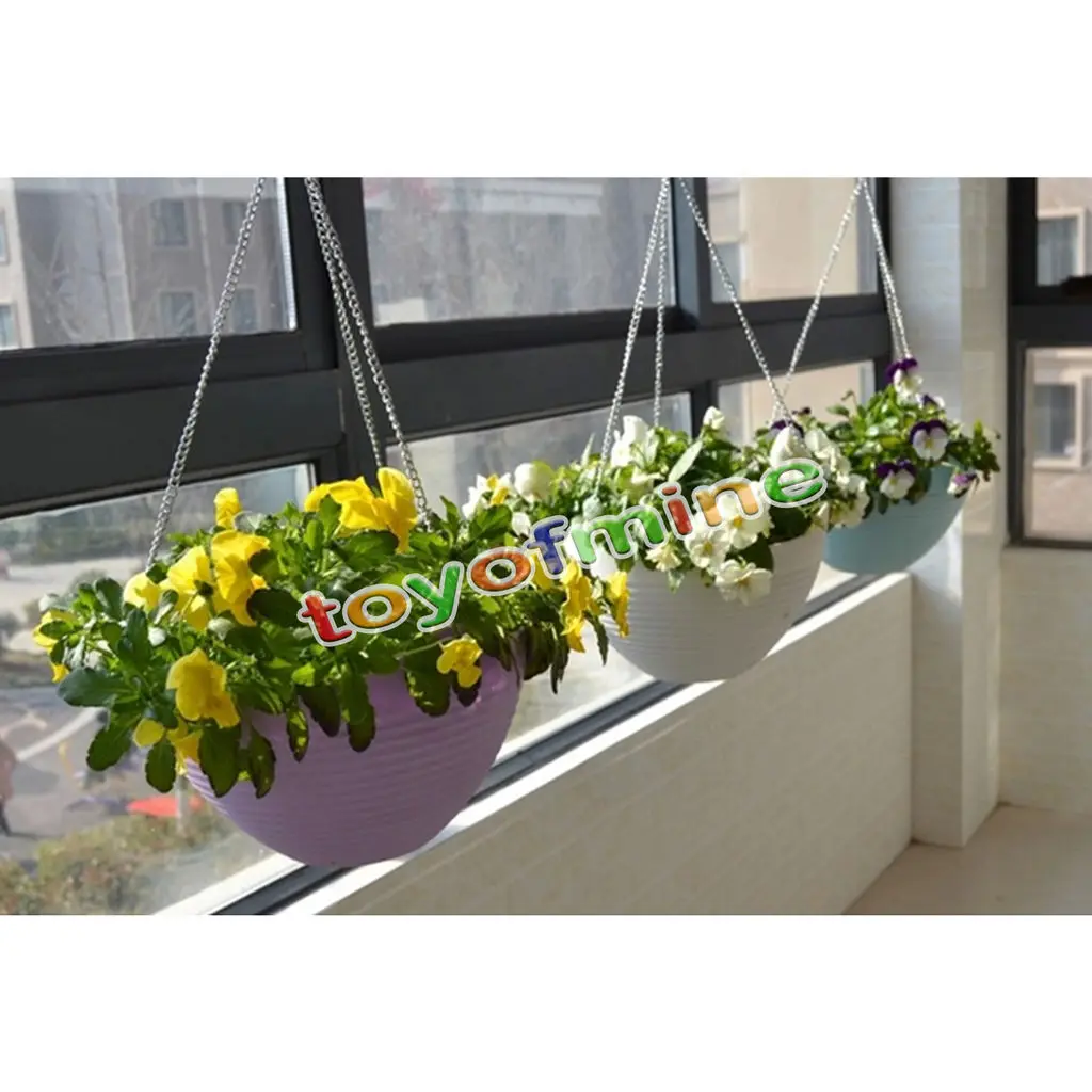 Flexible Garden Home Decoration Hanging Flower Pot Chain Plastic Planter Basket 