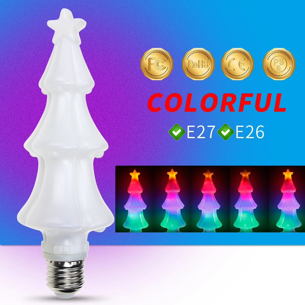Flame Lamp E27 AC 220V Christmas Tree Lights 3D LED Bulb E26 Fairy Lights For Christmas Holiday Garden Decor Colorful Flickering Flame Lamp E27 AC 220V Christmas Tree Lights 3D LED Bulb E26 Fairy Lights For Christmas Holiday Garden Decor Colorful Flickering