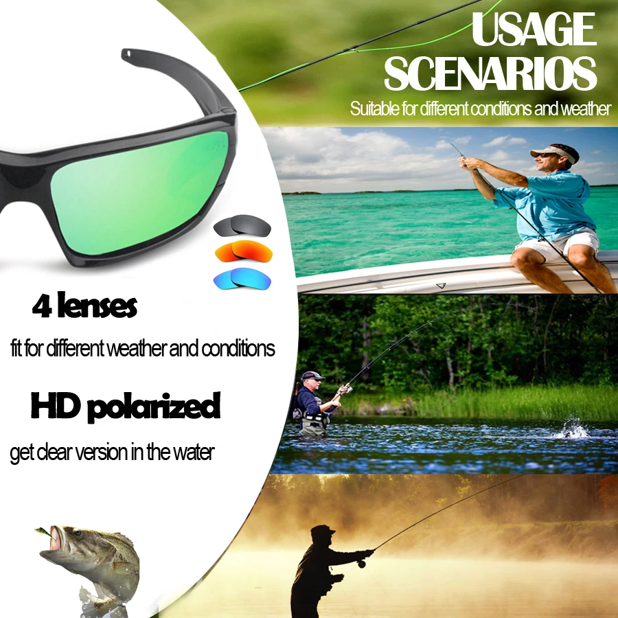 NEWBOLER солнцезащитные очки для рыбалки 4 Поляризованные УФ линзы камуфляжная оправа для мужчин и женщин спортивные солнцезащитные очки для отдыха на природе