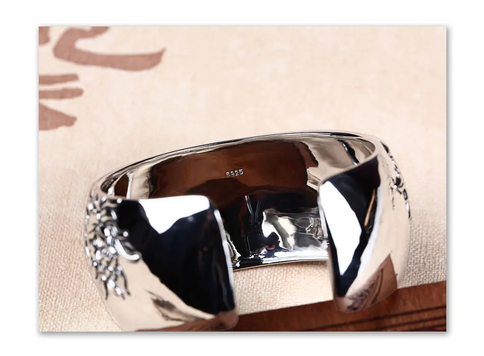 JIASHUNTAI Ретро 925 пробы серебряные браслеты для женщин цветок лотоса винтажные серебряные ювелирные изделия женские ручной работы открытие