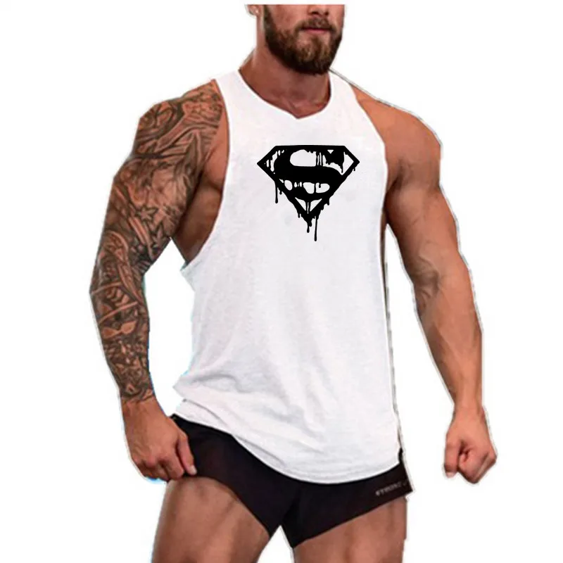 Новое поступление для бодибилдинга tanktop Superman Gym рубашка без рукавов Мужская майка для фитнеса Спортивная тренировочная майка для бега