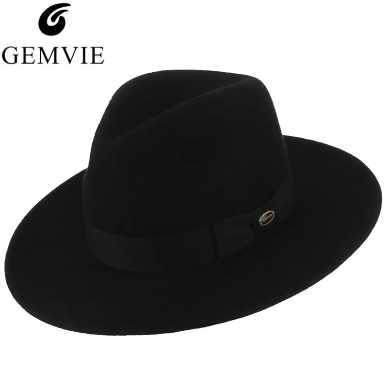 mens black felt fedora hat