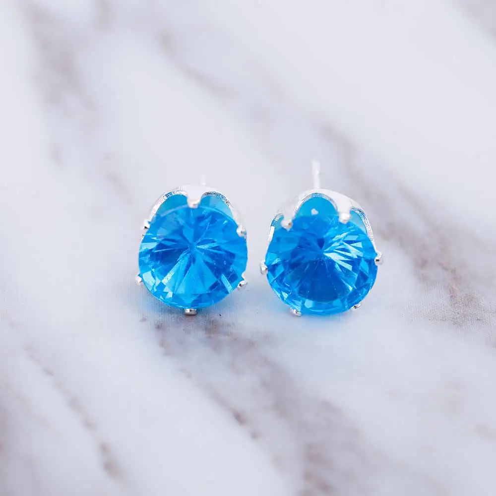 ALIUTOM luxury brand crystal jewelry earrings for women fit female earrings for gift girl - Окраска металла: Blue Silver