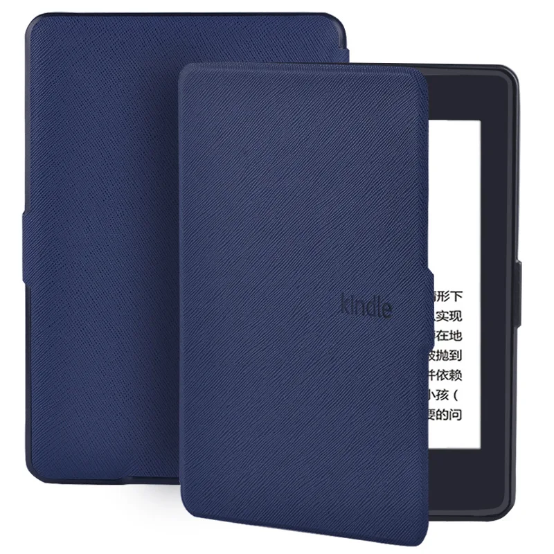 Чехол для funda Kindle Paperwhite 1, 2, 3, 6 дюймов, супертонкий чехол с функцией автоматического пробуждения/сна, смарт-чехол из искусственной кожи для Kindle Paperwhite 3 capa para - Цвет: navy blue