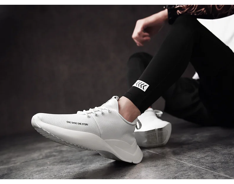 New Spring Autumn Man Walking Shoes Leather Breathable Korean Waterproof Student Damping Wear-resistant Running Shoes for Male (14)