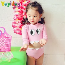 Новые Grils Двойка купальный костюм детские купальники монокини детей Gril с высоким воротом и длинными рукавами купальник наружное пляжный костюм